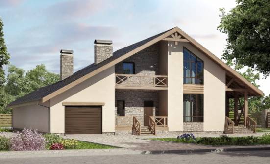 265-001-Л Проект двухэтажного дома с мансардой, гараж, уютный дом из керамзитобетонных блоков Сочи | Проекты домов от House Expert