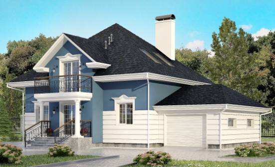 180-002-П Проект двухэтажного дома мансардой и гаражом, средний домик из кирпича Сочи | Проекты домов от House Expert