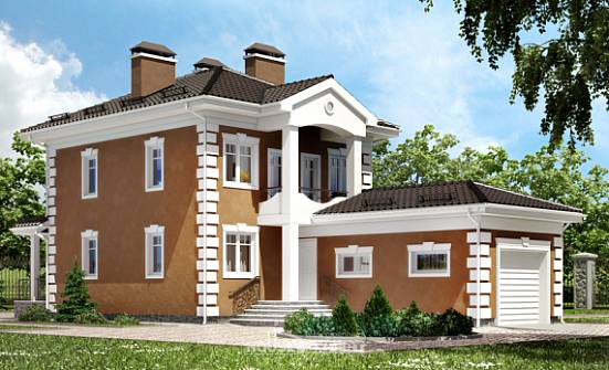150-006-П Проект двухэтажного дома и гаражом, бюджетный домик из поризованных блоков Сочи | Проекты домов от House Expert