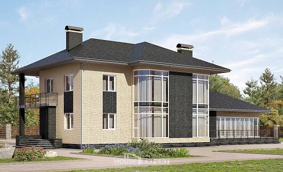 305-003-Л Проект двухэтажного дома, просторный загородный дом из твинблока Сочи | Проекты домов от House Expert