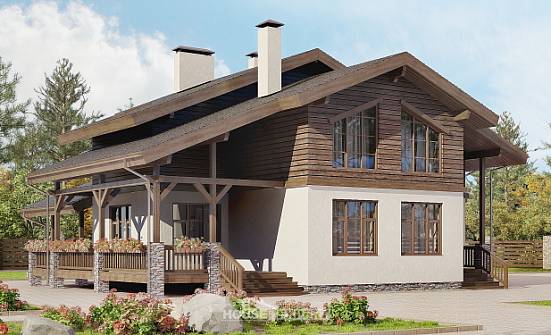 210-006-Л Проект двухэтажного дома с мансардой, уютный коттедж из кирпича Сочи | Проекты домов от House Expert