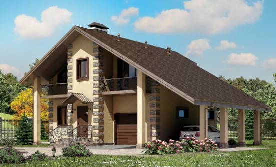 150-003-П Проект двухэтажного дома с мансардой, гараж, современный дом из арболита Сочи | Проекты домов от House Expert
