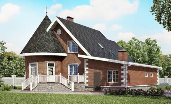 220-002-Л Проект двухэтажного дома с мансардой, гараж, красивый домик из керамзитобетонных блоков Сочи | Проекты домов от House Expert