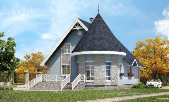 170-003-П Проект двухэтажного дома мансардный этаж, доступный домик из арболита Сочи | Проекты домов от House Expert