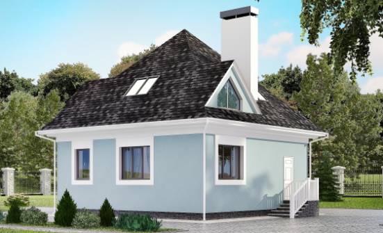 110-001-Л Проект двухэтажного дома мансардой, скромный домик из блока Сочи | Проекты домов от House Expert