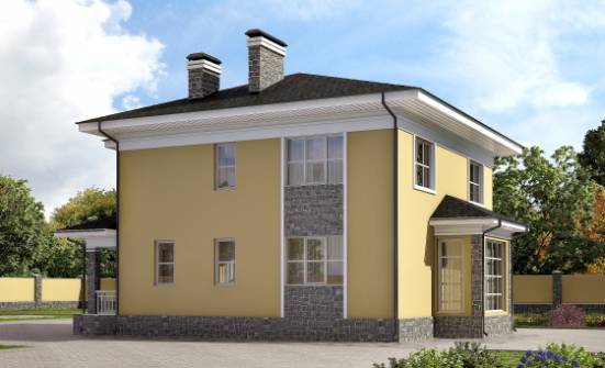 155-011-Л Проект двухэтажного дома, компактный загородный дом из блока Сочи | Проекты домов от House Expert