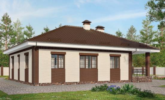 160-015-П Проект одноэтажного дома, гараж, скромный дом из газобетона Сочи | Проекты одноэтажных домов от House Expert