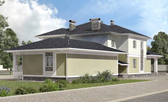 620-001-Л Проект трехэтажного дома и гаражом, большой коттедж из газосиликатных блоков Сочи | Проекты домов от House Expert