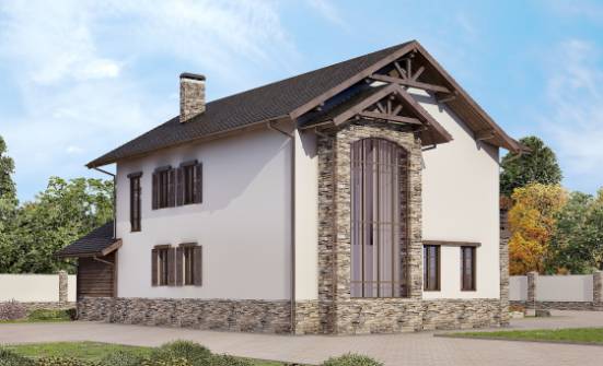 200-005-П Проект двухэтажного дома, гараж, красивый домик из арболита Сочи | Проекты домов от House Expert
