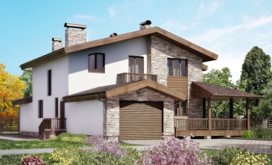 220-001-П Проект двухэтажного дома с мансардой, гараж, средний загородный дом из пеноблока Сочи | Проекты домов от House Expert