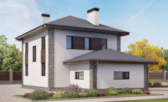 185-004-Л Проект двухэтажного дома, гараж, классический дом из газобетона Сочи | Проекты домов от House Expert
