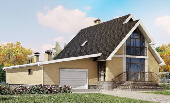 250-001-Л Проект двухэтажного дома с мансардой и гаражом, уютный домик из бризолита Сочи | Проекты домов от House Expert