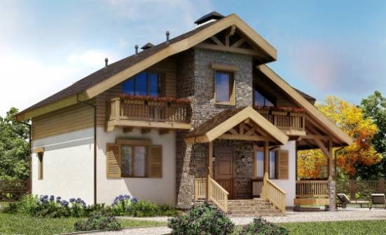 150-004-П Проект двухэтажного дома с мансардой, компактный домик из газобетона Сочи | Проекты домов от House Expert