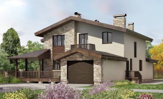 220-001-Л Проект двухэтажного дома с мансардой, гараж, уютный домик из арболита Сочи | Проекты домов от House Expert