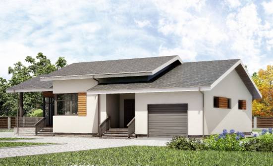 135-002-П Проект одноэтажного дома, гараж, скромный домик из керамзитобетонных блоков Сочи | Проекты одноэтажных домов от House Expert