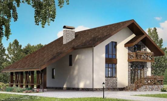 155-007-П Проект двухэтажного дома с мансардой, гараж, небольшой коттедж из газосиликатных блоков Сочи | Проекты домов от House Expert