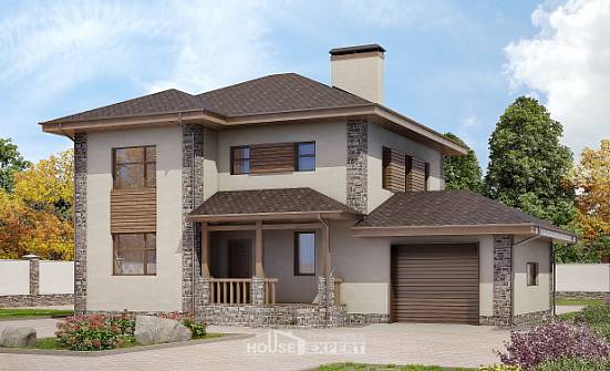 185-004-П Проект двухэтажного дома и гаражом, современный дом из керамзитобетонных блоков Сочи | Проекты домов от House Expert