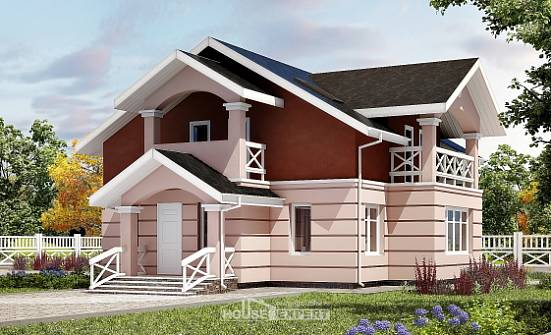 155-009-Л Проект двухэтажного дома мансардой, доступный домик из твинблока Сочи | Проекты домов от House Expert
