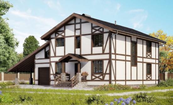 250-002-Л Проект двухэтажного дома с мансардой и гаражом, средний домик из кирпича Сочи | Проекты домов от House Expert