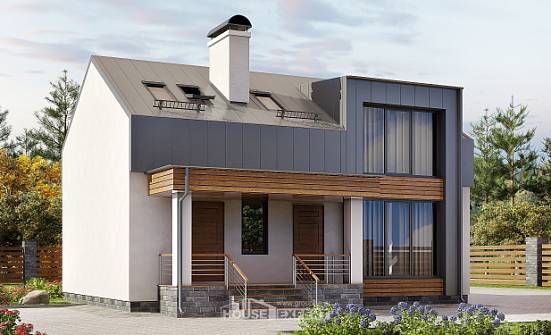 120-004-П Проект двухэтажного дома с мансардой, простой домик из арболита Сочи | Проекты домов от House Expert