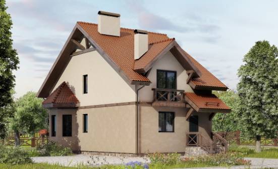 120-003-Л Проект двухэтажного дома мансардой, компактный домик из керамзитобетонных блоков Сочи | Проекты домов от House Expert