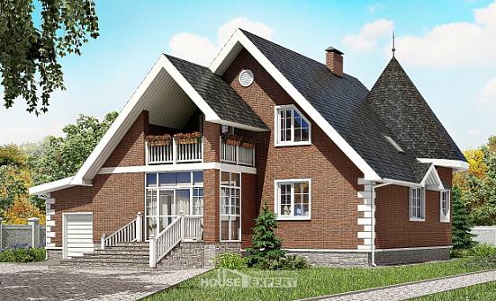 220-002-Л Проект двухэтажного дома с мансардой, гараж, красивый домик из керамзитобетонных блоков Сочи | Проекты домов от House Expert