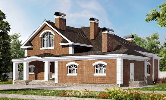 400-003-П Проект двухэтажного дома мансардой, классический коттедж из твинблока Сочи | Проекты домов от House Expert