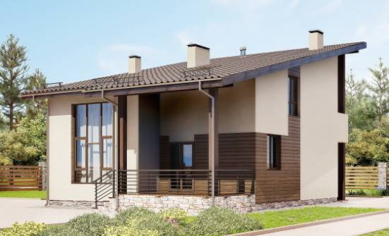 140-005-Л Проект двухэтажного дома мансардный этаж, доступный загородный дом из арболита Сочи | Проекты домов от House Expert