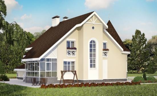275-001-Л Проект двухэтажного дома с мансардой и гаражом, большой коттедж из кирпича Сочи | Проекты домов от House Expert