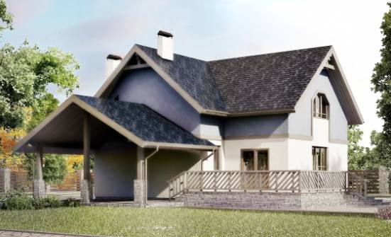 150-011-П Проект двухэтажного дома с мансардой, гараж, уютный дом из теплоблока Сочи | Проекты домов от House Expert