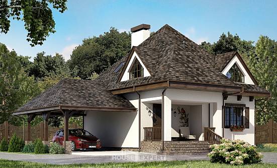 110-002-Л Проект двухэтажного дома с мансардным этажом и гаражом, красивый домик из теплоблока Сочи | Проекты домов от House Expert