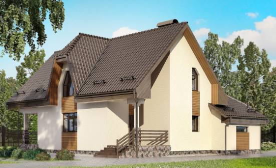 150-001-Л Проект двухэтажного дома с мансардой и гаражом, красивый домик из газосиликатных блоков Сочи | Проекты домов от House Expert