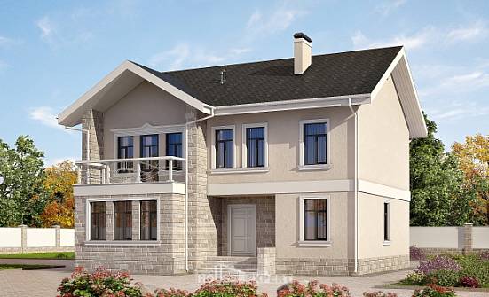 170-008-Л Проект двухэтажного дома, скромный дом из керамзитобетонных блоков Сочи | Проекты домов от House Expert