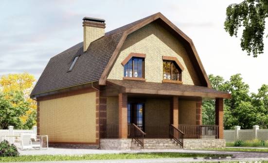 130-005-Л Проект двухэтажного дома мансардой, уютный коттедж из газобетона Сочи | Проекты домов от House Expert