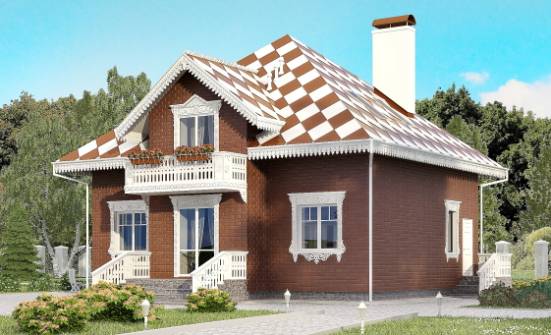 155-003-Л Проект двухэтажного дома с мансардным этажом, гараж, бюджетный домик из теплоблока Сочи | Проекты домов от House Expert
