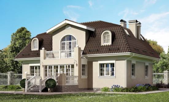 210-001-Л Проект двухэтажного дома с мансардой, простой загородный дом из керамзитобетонных блоков Сочи | Проекты домов от House Expert