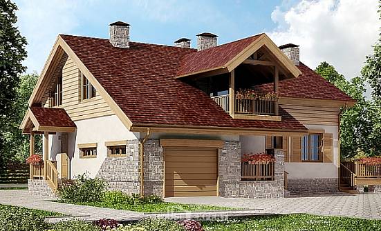 165-002-П Проект двухэтажного дома с мансардой, гараж, бюджетный дом из блока Сочи | Проекты домов от House Expert
