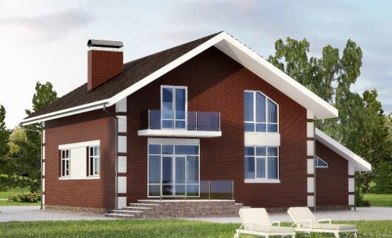 180-001-Л Проект двухэтажного дома с мансардным этажом и гаражом, простой коттедж из бризолита Сочи | Проекты домов от House Expert