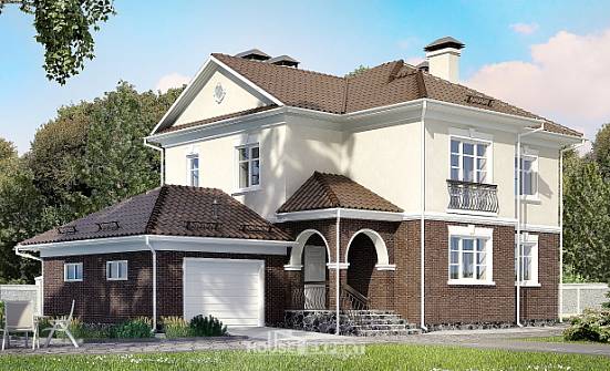 190-002-Л Проект двухэтажного дома, гараж, средний домик из арболита Сочи | Проекты домов от House Expert