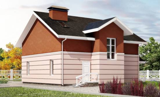 155-009-Л Проект двухэтажного дома мансардой, доступный домик из твинблока Сочи | Проекты домов от House Expert