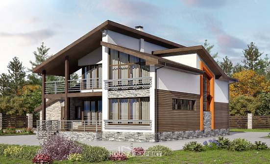 240-004-П Проект двухэтажного дома с мансардным этажом, гараж, простой дом из газосиликатных блоков Сочи | Проекты домов от House Expert