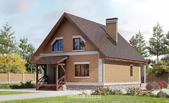 160-011-Л Проект двухэтажного дома мансардный этаж, классический домик из теплоблока Сочи | Проекты домов от House Expert