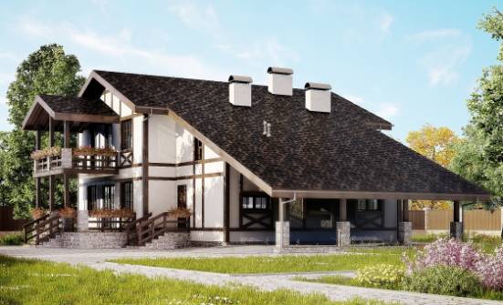 250-002-Л Проект двухэтажного дома с мансардой и гаражом, средний домик из кирпича Сочи | Проекты домов от House Expert