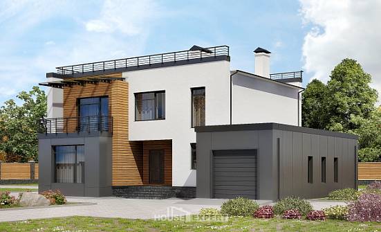 260-002-П Проект двухэтажного дома, гараж, большой коттедж из газобетона Сочи | Проекты домов от House Expert