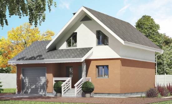 120-002-Л Проект двухэтажного дома мансардой и гаражом, уютный дом из газобетона Сочи | Проекты домов от House Expert
