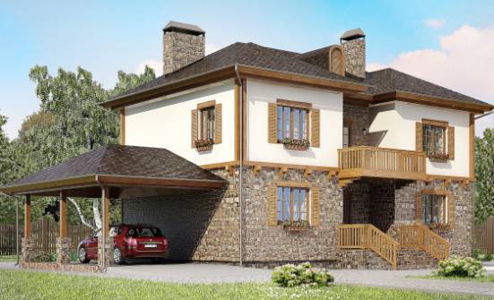 155-006-Л Проект двухэтажного дома и гаражом, классический домик из твинблока Сочи | Проекты домов от House Expert