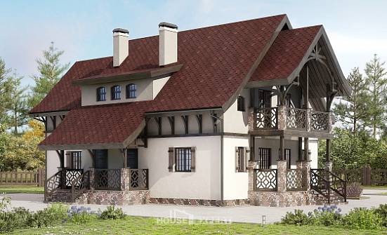 180-014-П Проект двухэтажного дома мансардный этаж, доступный загородный дом из теплоблока Сочи | Проекты домов от House Expert