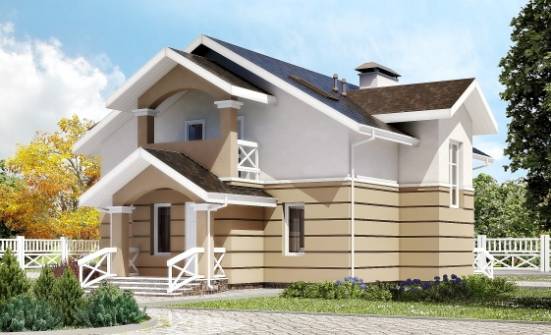 155-009-П Проект двухэтажного дома с мансардой, бюджетный дом из поризованных блоков Сочи | Проекты домов от House Expert