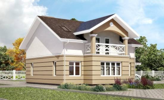 155-009-П Проект двухэтажного дома с мансардой, бюджетный дом из поризованных блоков Сочи | Проекты домов от House Expert