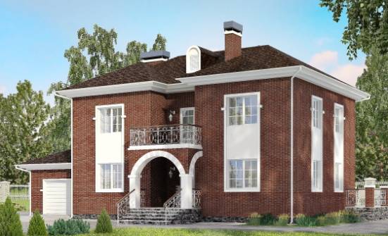 180-006-Л Проект двухэтажного дома, гараж, простой коттедж из кирпича Сочи | Проекты домов от House Expert